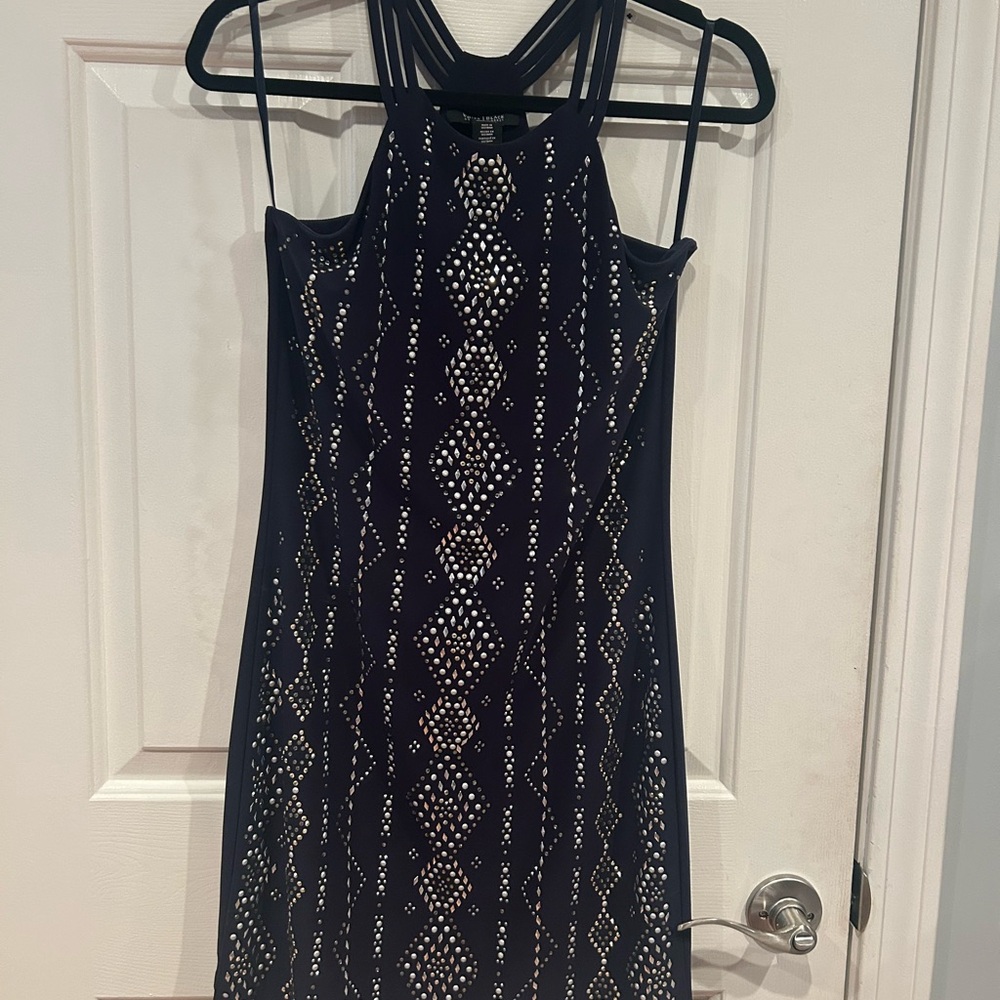 White House Black Market Blue Halter Sheath Maxi Dress